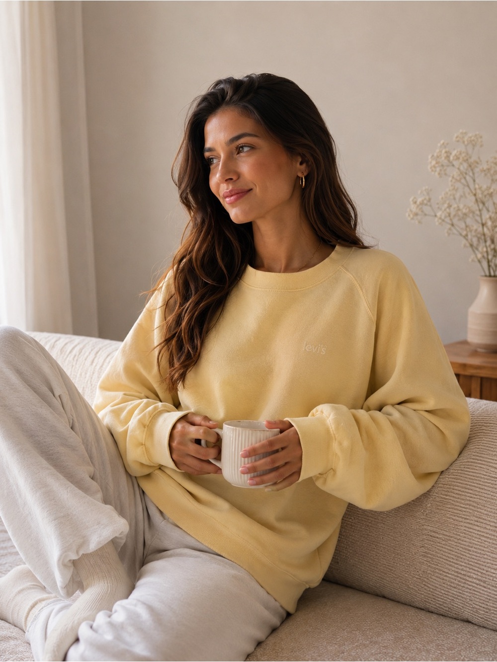 Levi’s Butter Yellow Relaxed Fit Crewneck Sweater NWT